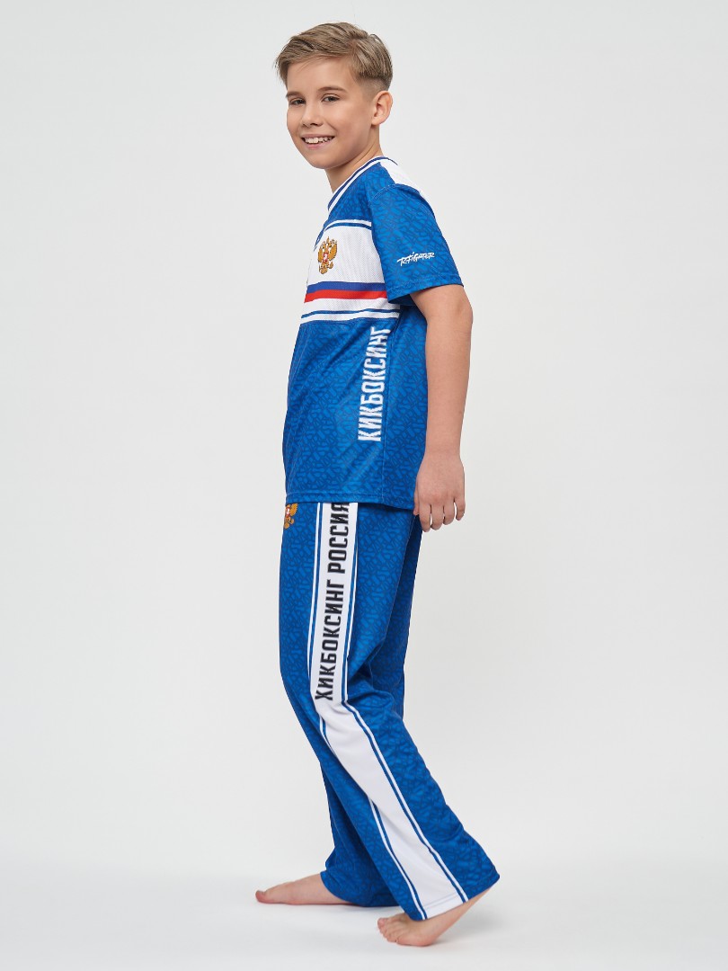 Футболка спортивная КИКБОКСИНГ (Юниор) (2XS, Синий)